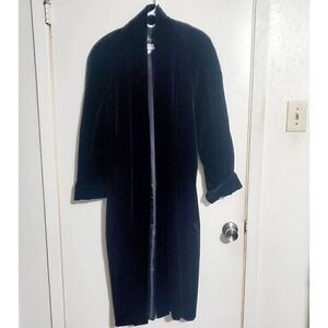 JS Collections Vtg Black Velvet Evening Coat Size Small